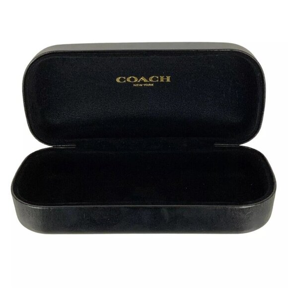 Coach Eyeglass Sunglass Hard Case Black Embossed Synthetic Leather Clamshell - Picture 4 of 4